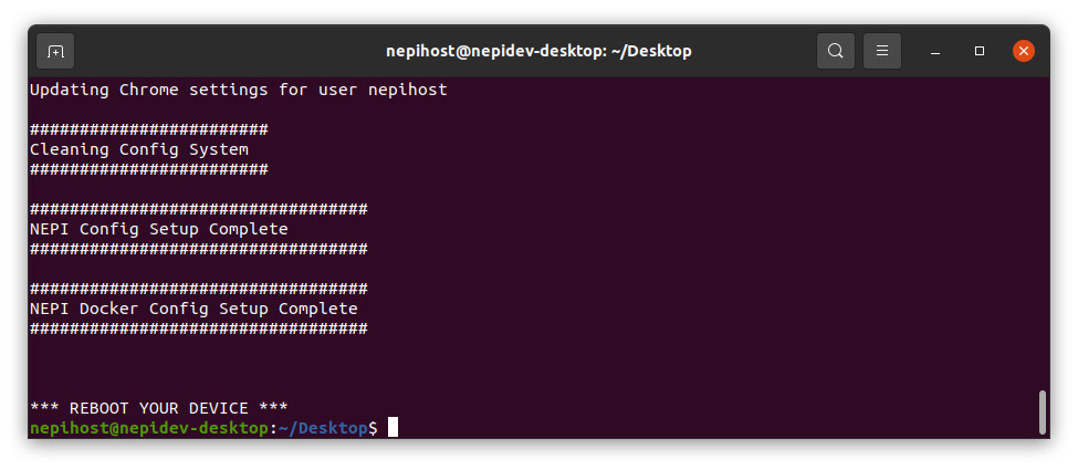 Terminal output showing config setup progress
