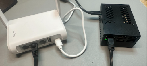Connecting Ethernet cable to NEPI hardware and GL.NET LAN port