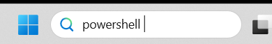 Windows search bar with powershell entered
